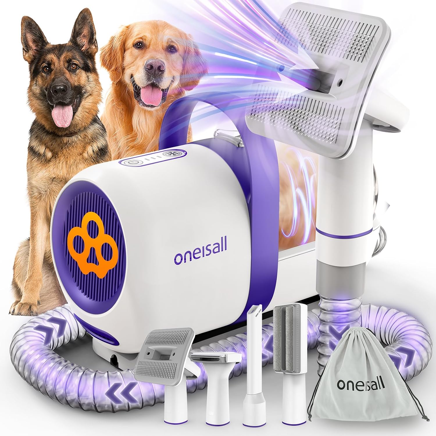 Pet Grooming Vacuum Suction Kit 5 In 1 - oneisall Dog Hair Vacuum Shedding Grooming