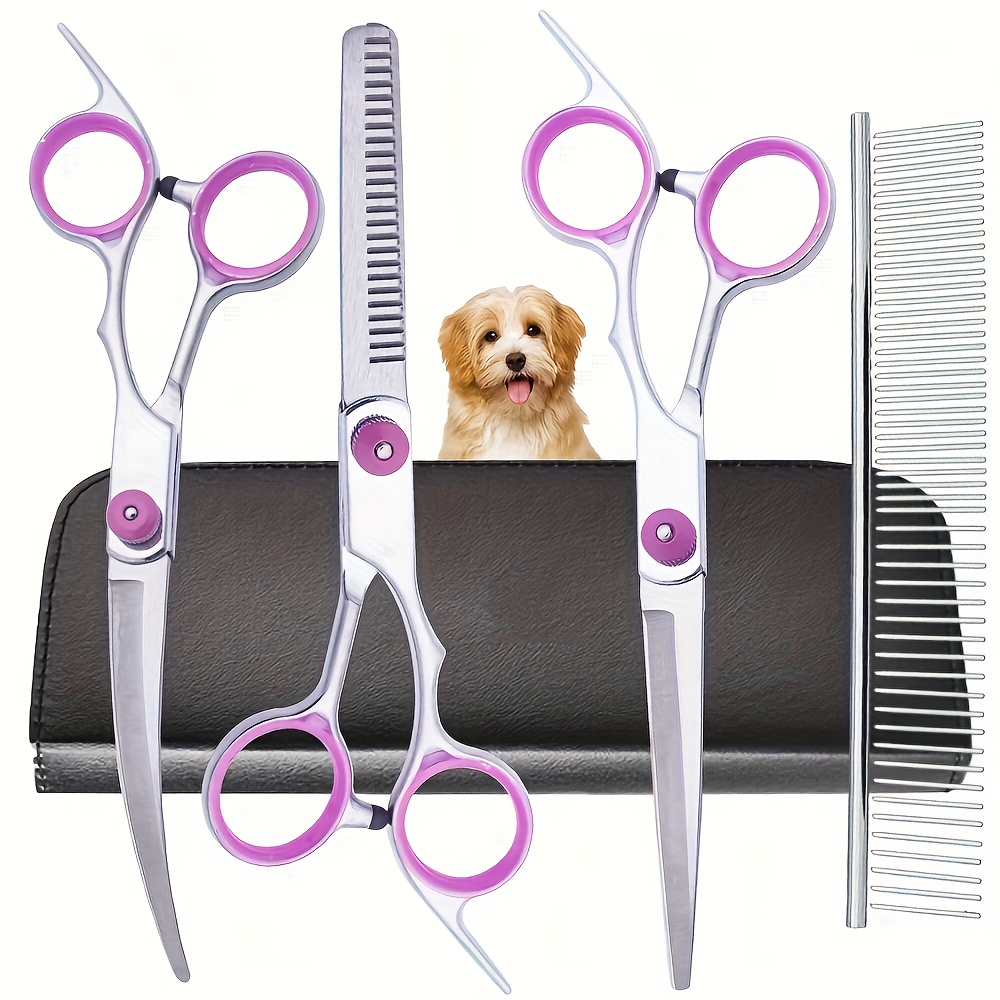 Professional Pet Grooming Scissors Curved - 5Pcs Professional Dog Grooming Scissors Set