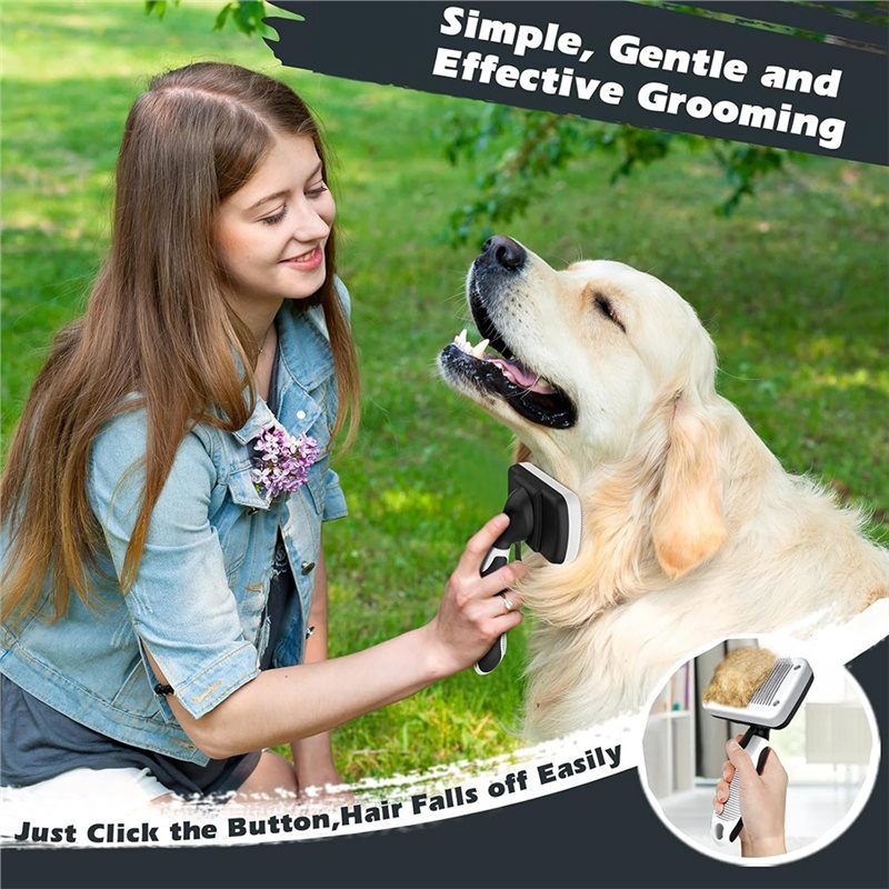 NEW HOT In Stock-Slicker Brush - огляд і ціна Slicker Brush Self Cleaning Pet Grooming