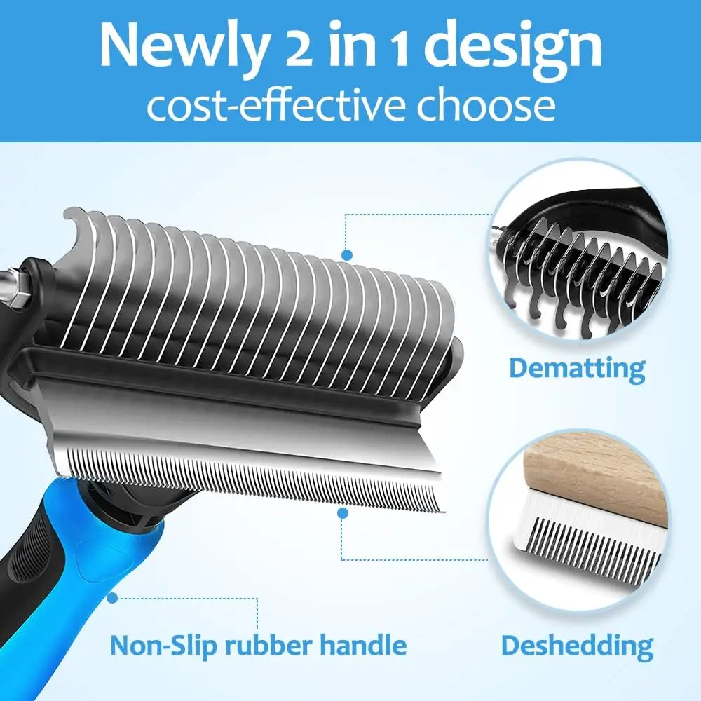 Pet Grooming Brush, Dog Brush  - огляд і ціна Undercoat Rake Dematting Tool Dog Shedding