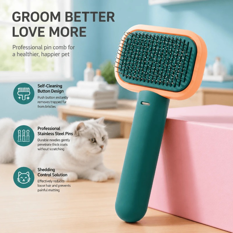 Self Cleaning Slicker Brush Pe - огляд і ціна Slicker Brush Self Cleaning Pet Grooming