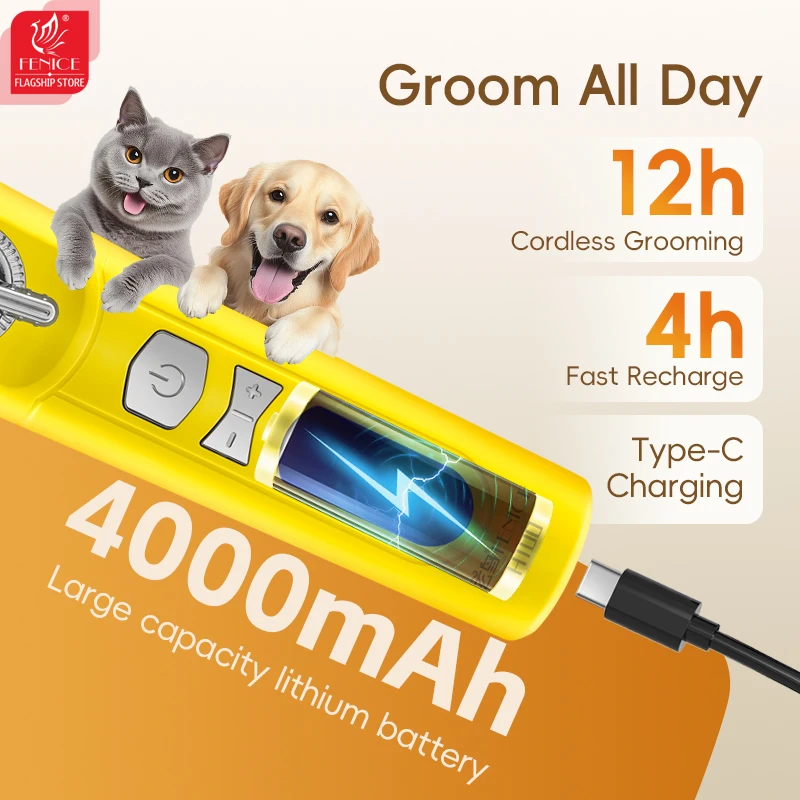 Fenice H100 Cordless Rechargea - огляд і ціна Cordless Dog Clippers Low Noise Grooming